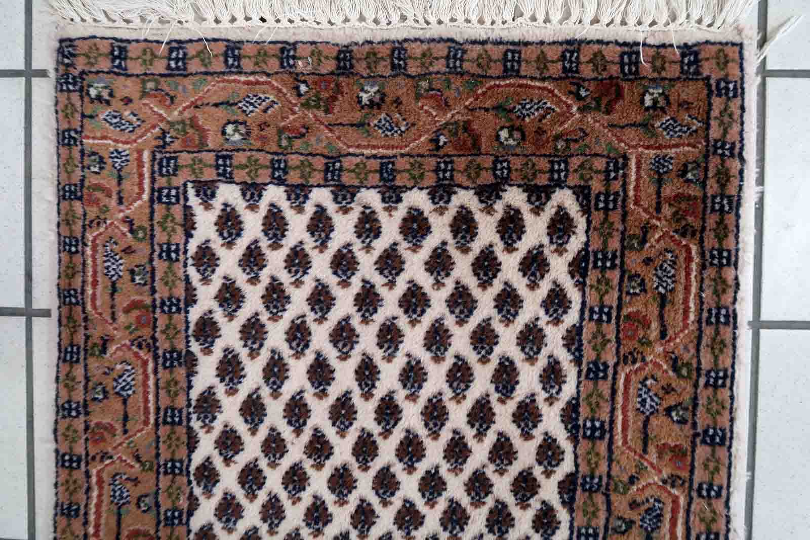 Vintage Indian carpet Seraband handmade 56cm x 89cm 1970s