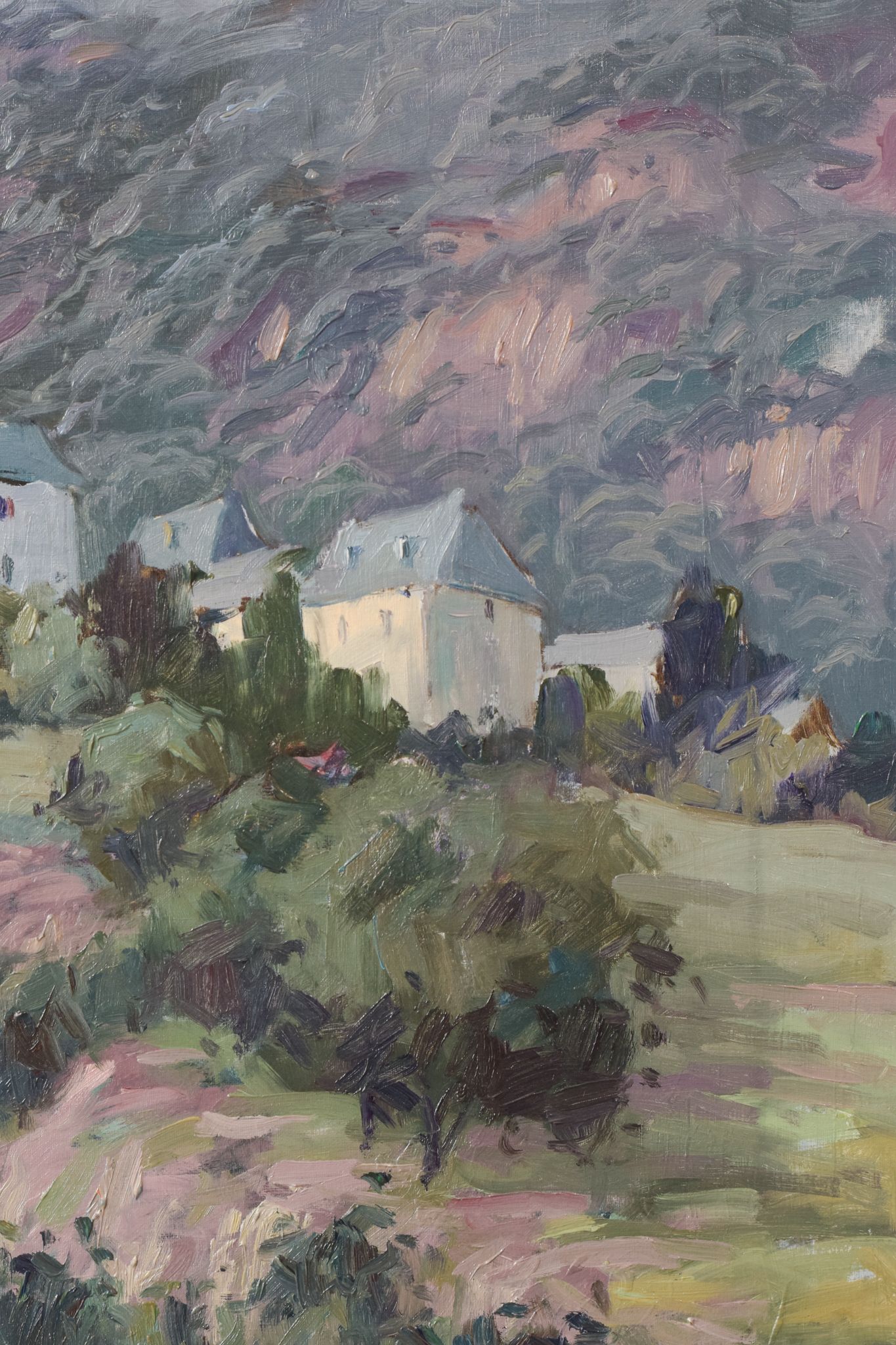 Village post-impressionniste et montagnes, Vicente Gomez Fuste
