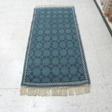 Vintage Traditional Oriental Carpet Green Blue Hand-Knotted Wool