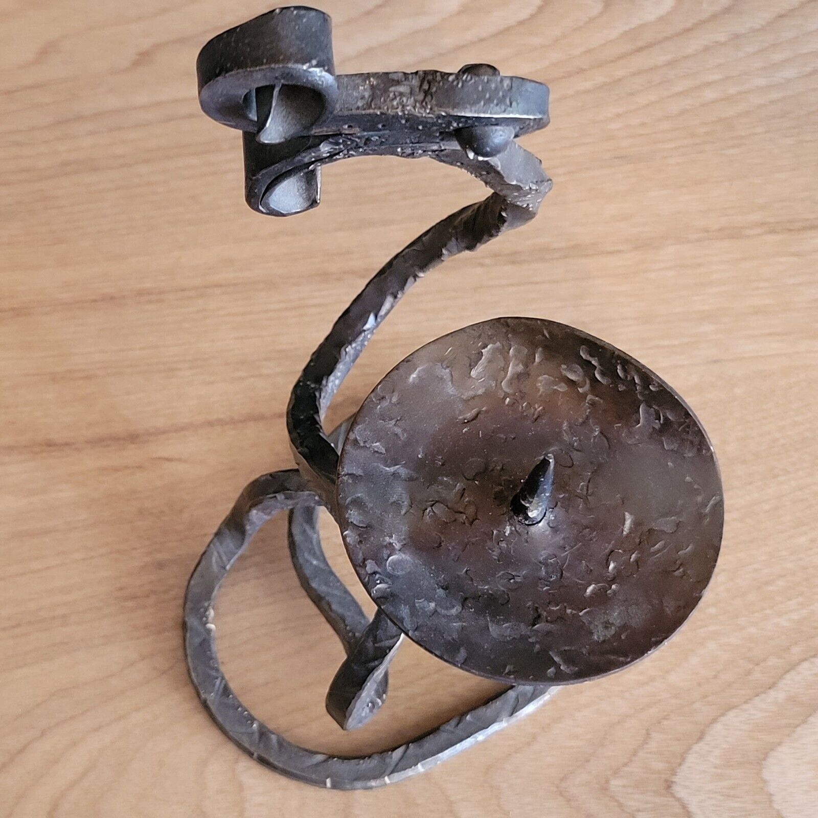 Brutalist wrought iron candle holder brutal art