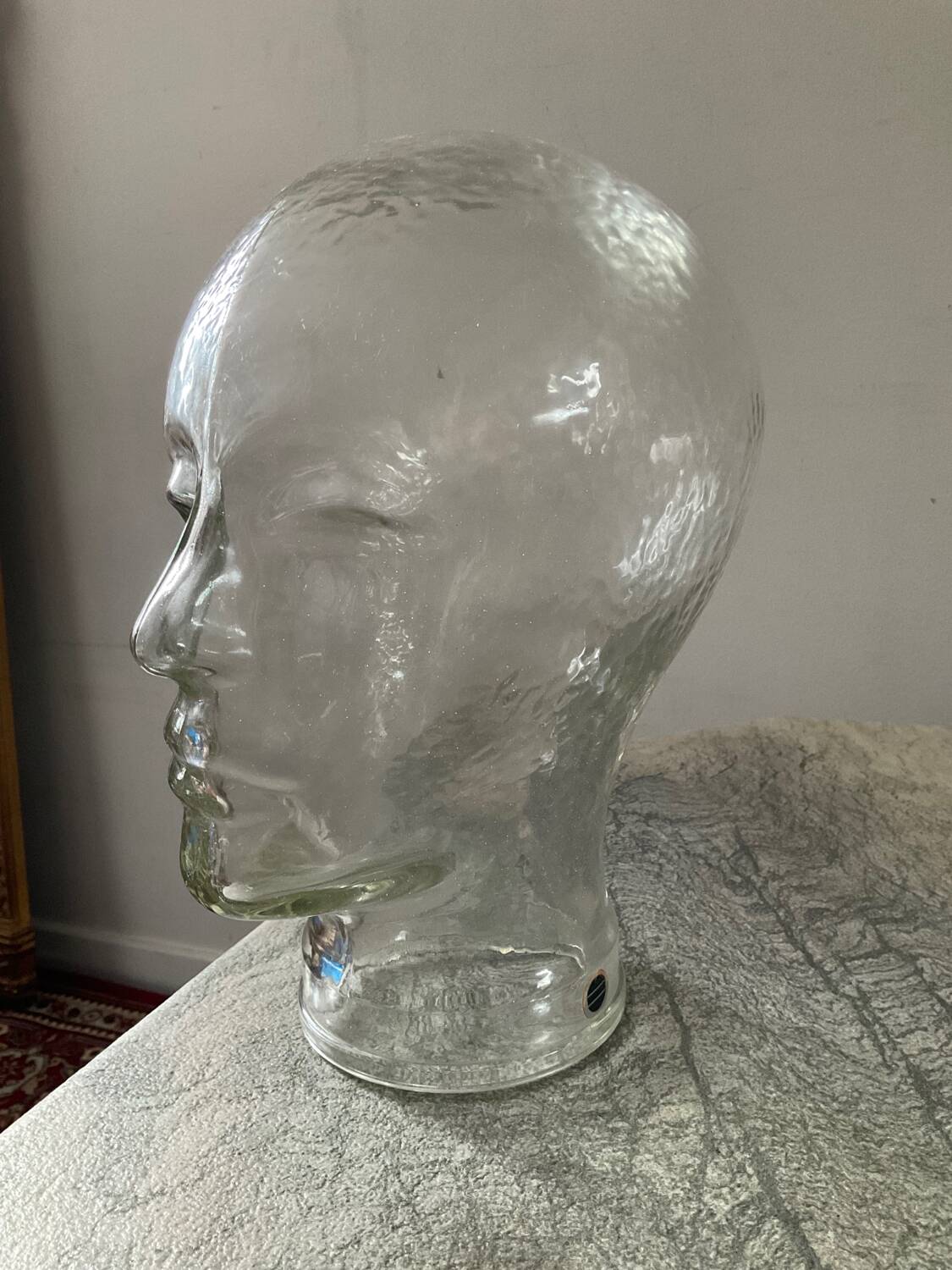 Vintage molded glass hat head from the 60s