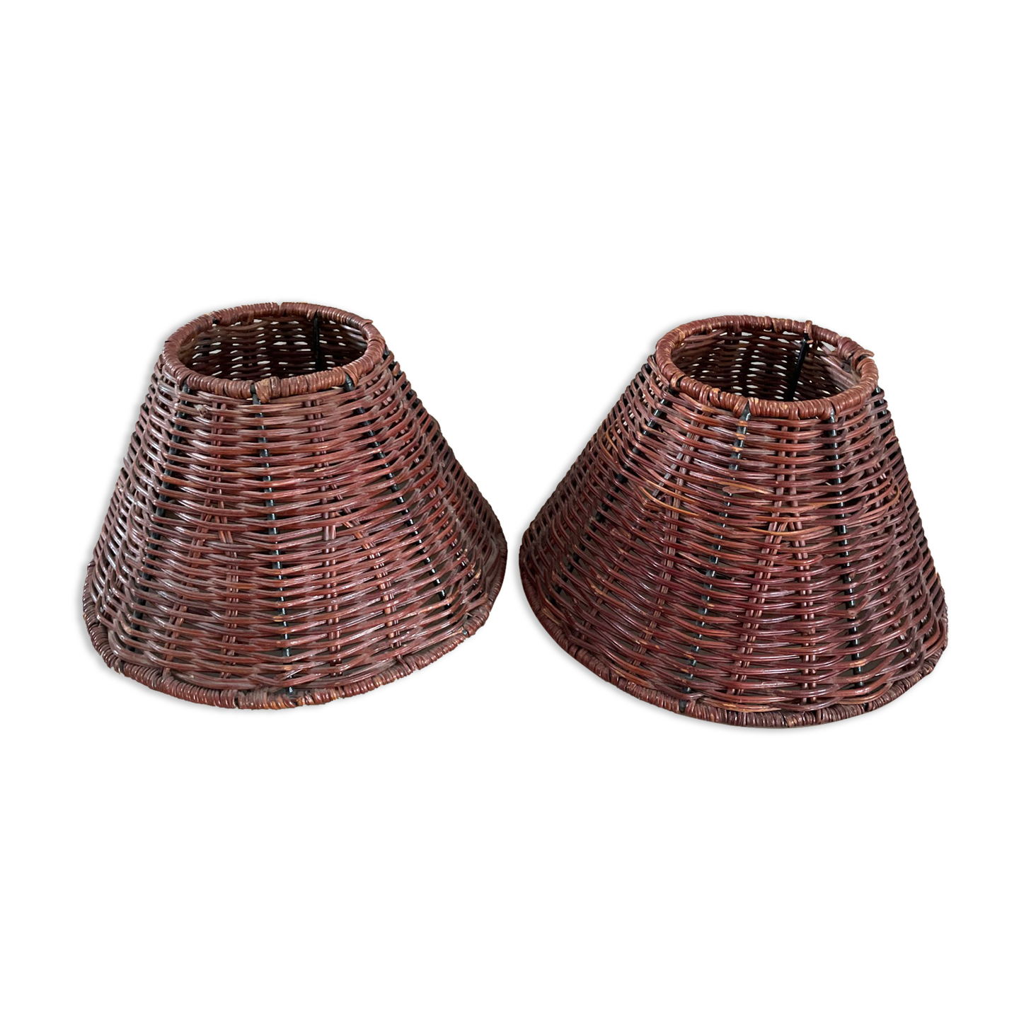 Duo of rattan lampshades