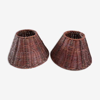 Duo of rattan lampshades