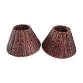 Duo of rattan lampshades