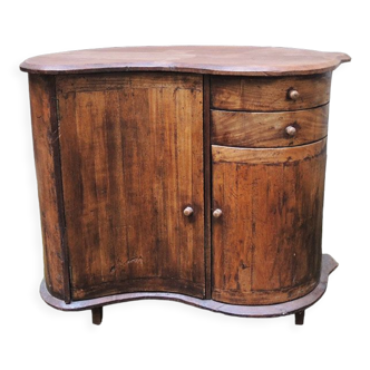 Ancienne commode, buffet ‘haricot’ en bois