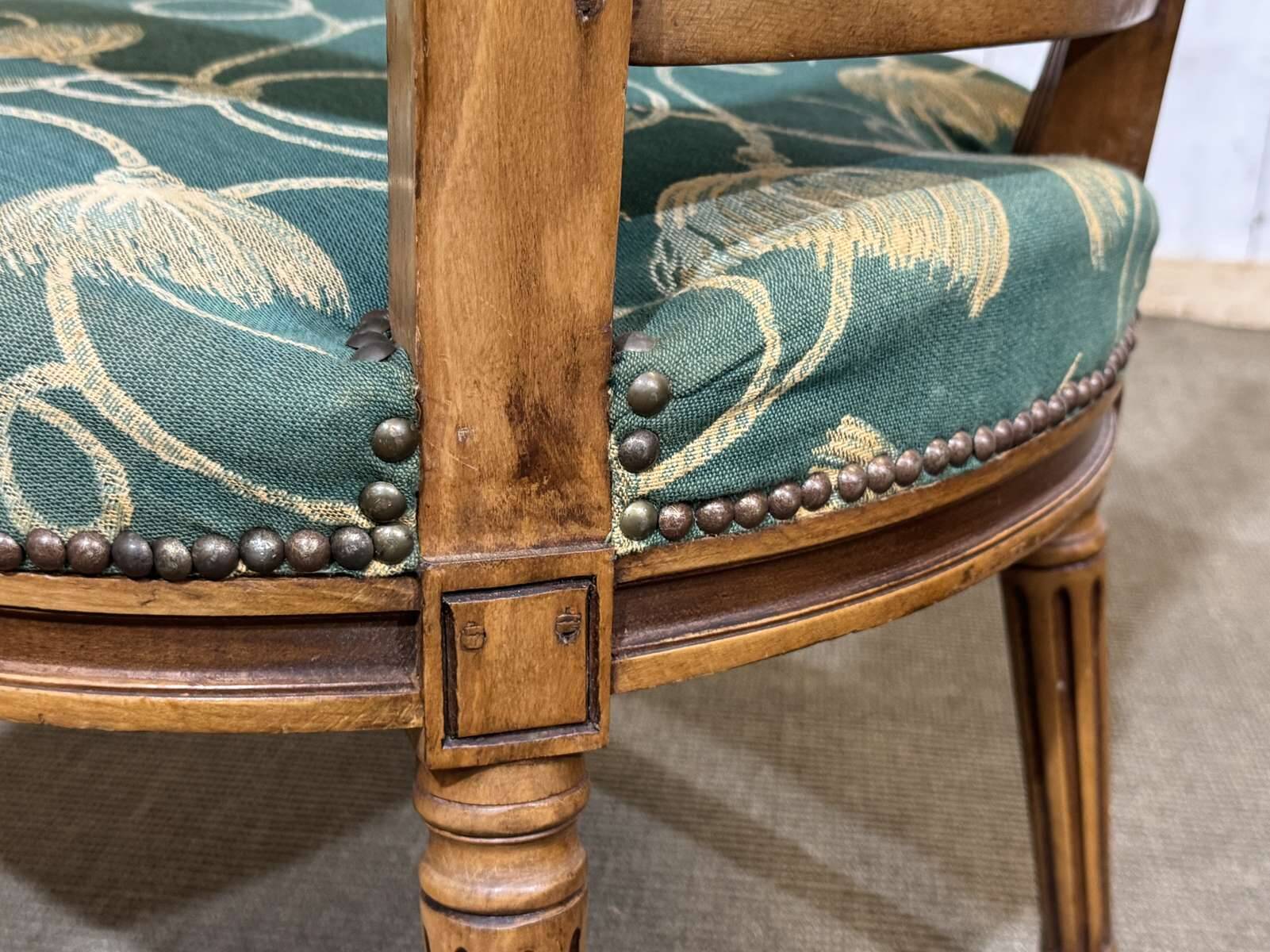 Pair of Louis XVI style armchairs in beech from the 19th century.