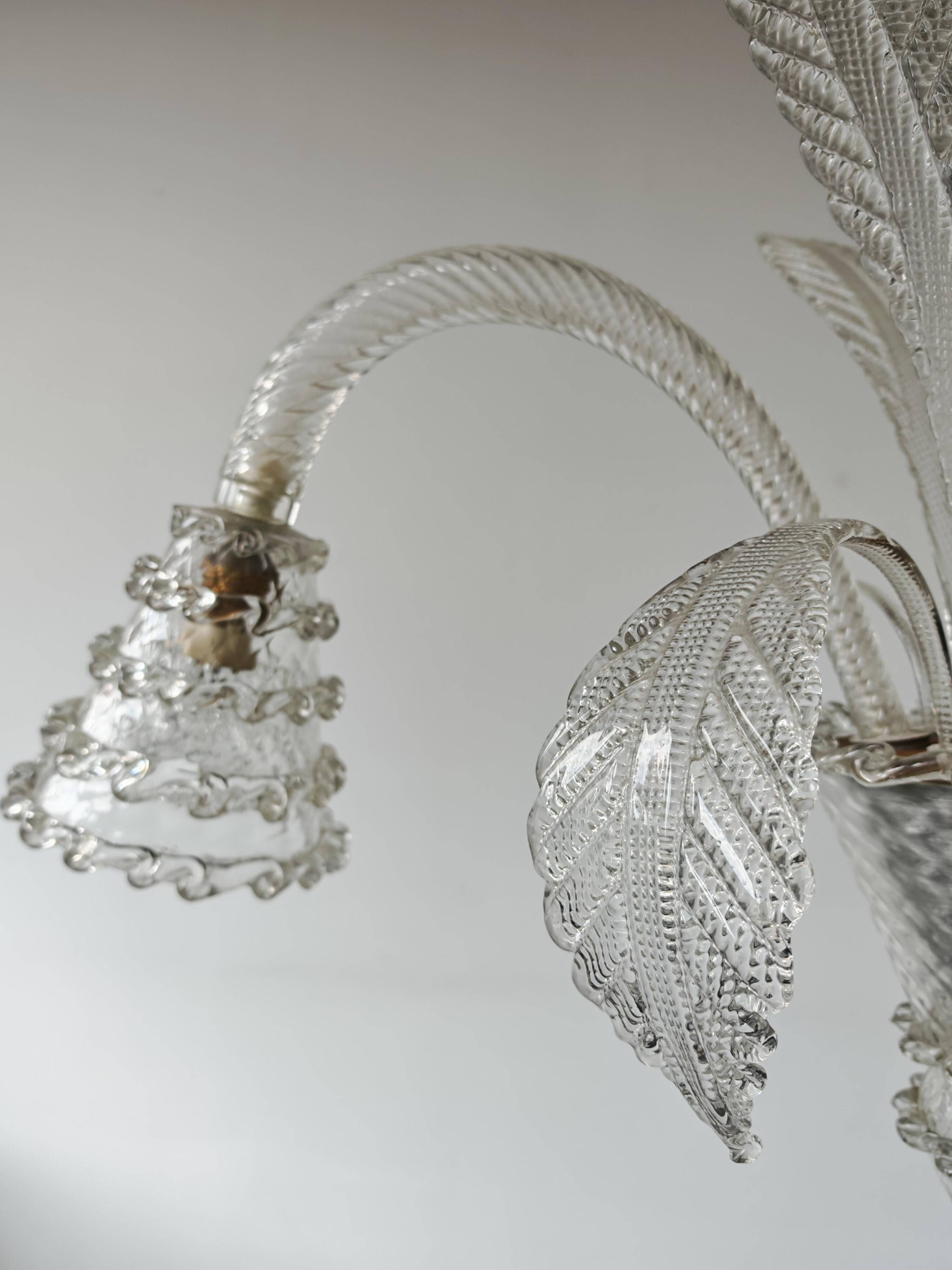 Art Deco chandelier in Murano glass by Barovier and Toso from the 1940s.