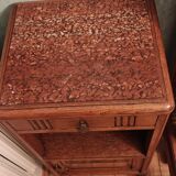 Wooden bedside table with mobile marble top