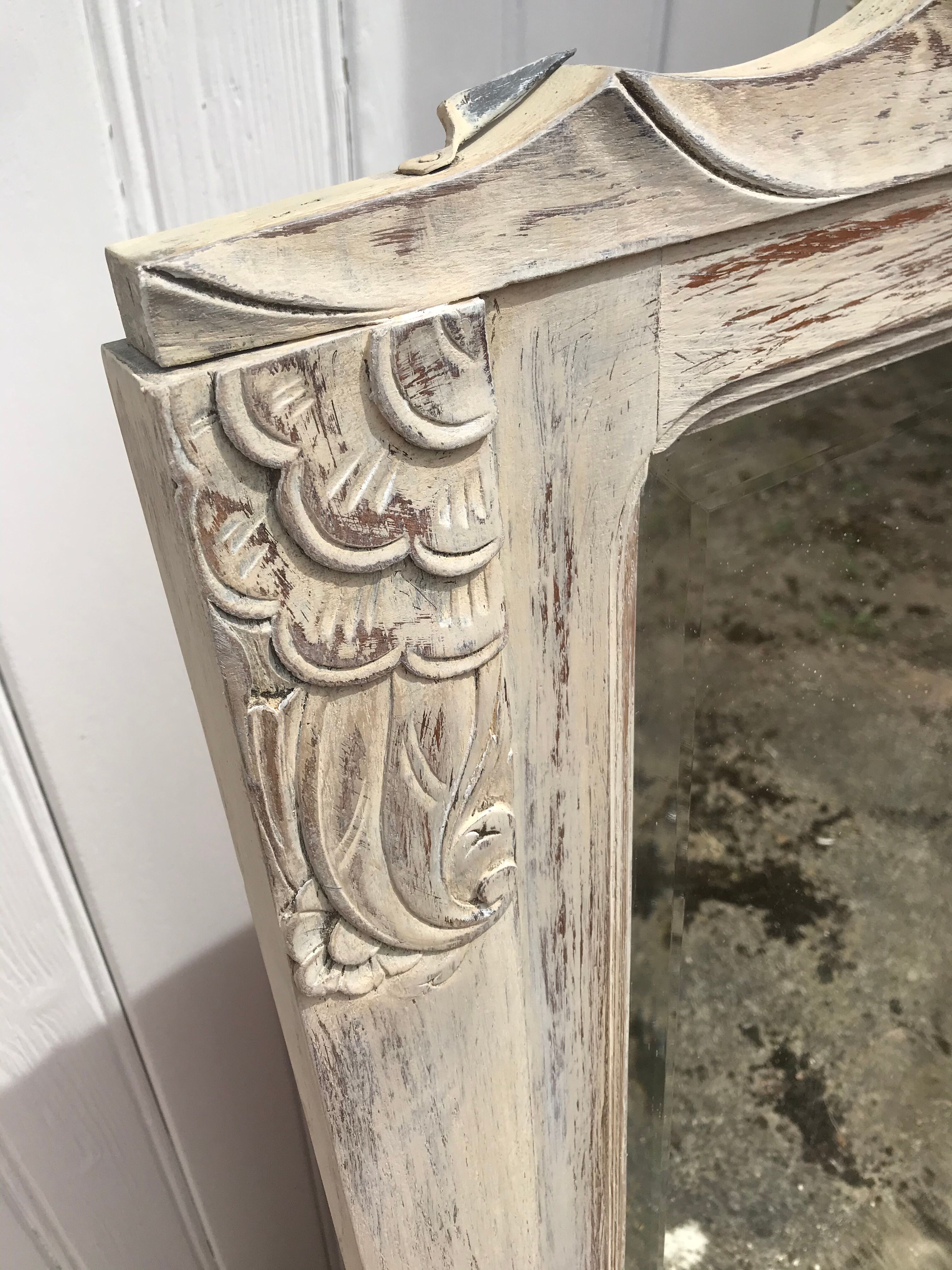 Old white mirror patinated 90x119cm