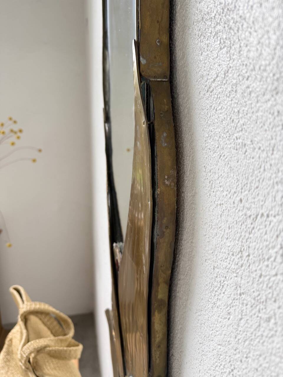 Brass flower oval mirror 1960