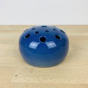 Vase boule pique fleurs céramique, bleu
