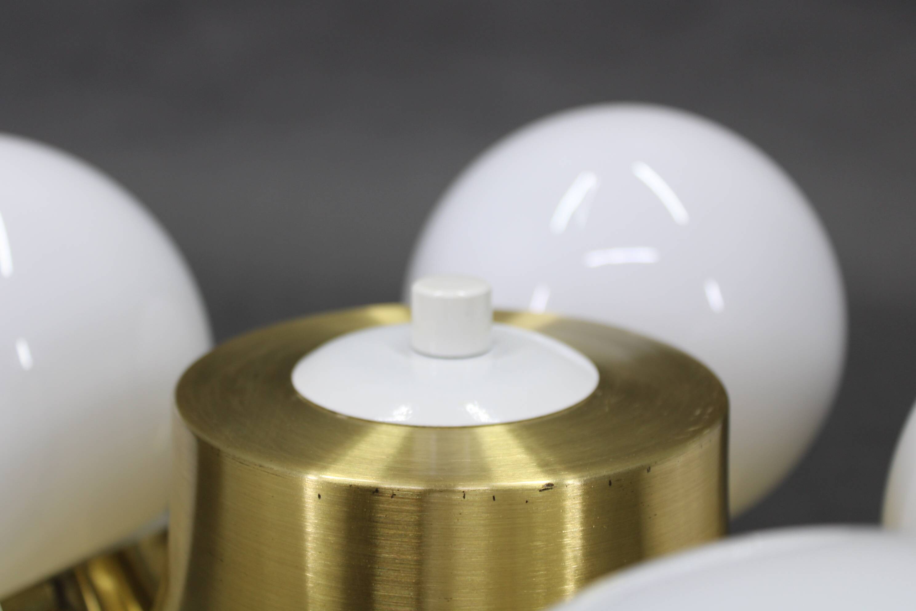 Pair of mid-century brass flush mount lights, 1970s