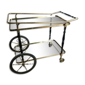 Vintage rolling golden and black dessert in brass and glass