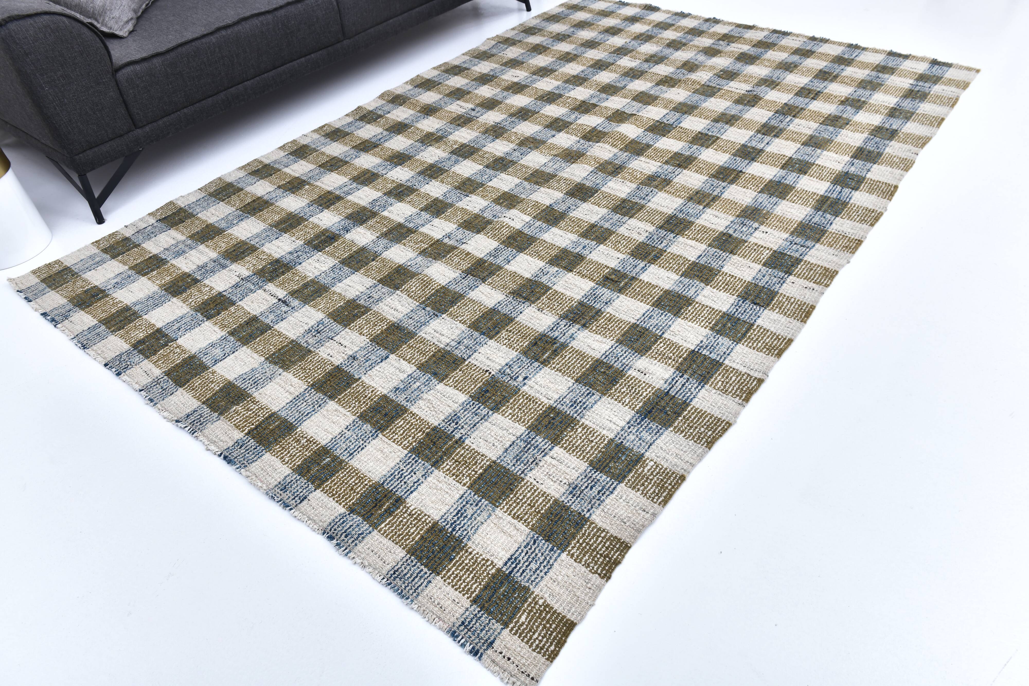 290x190 cm indigo blue mustard kilim carpet, wool made kilim rug.