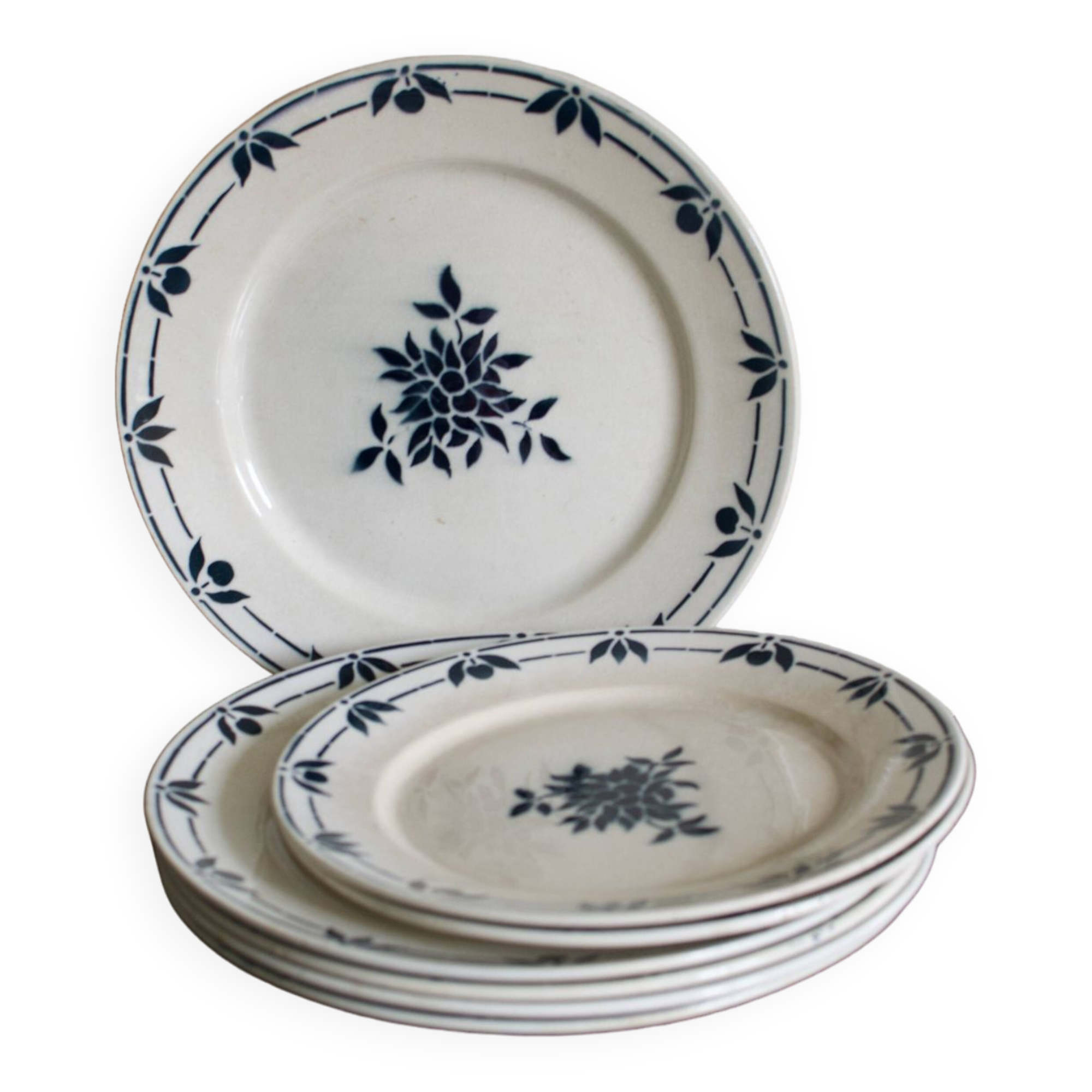 Old plates Badonviller blue flowers