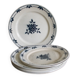 Assiettes anciennes Badonviller fleurs bleues