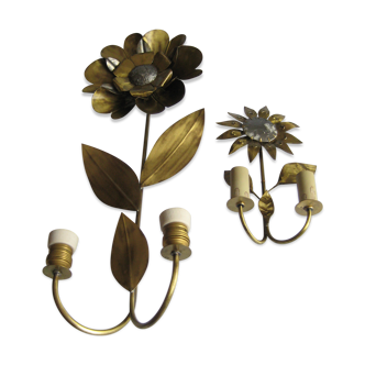 Brass sunflower sconces