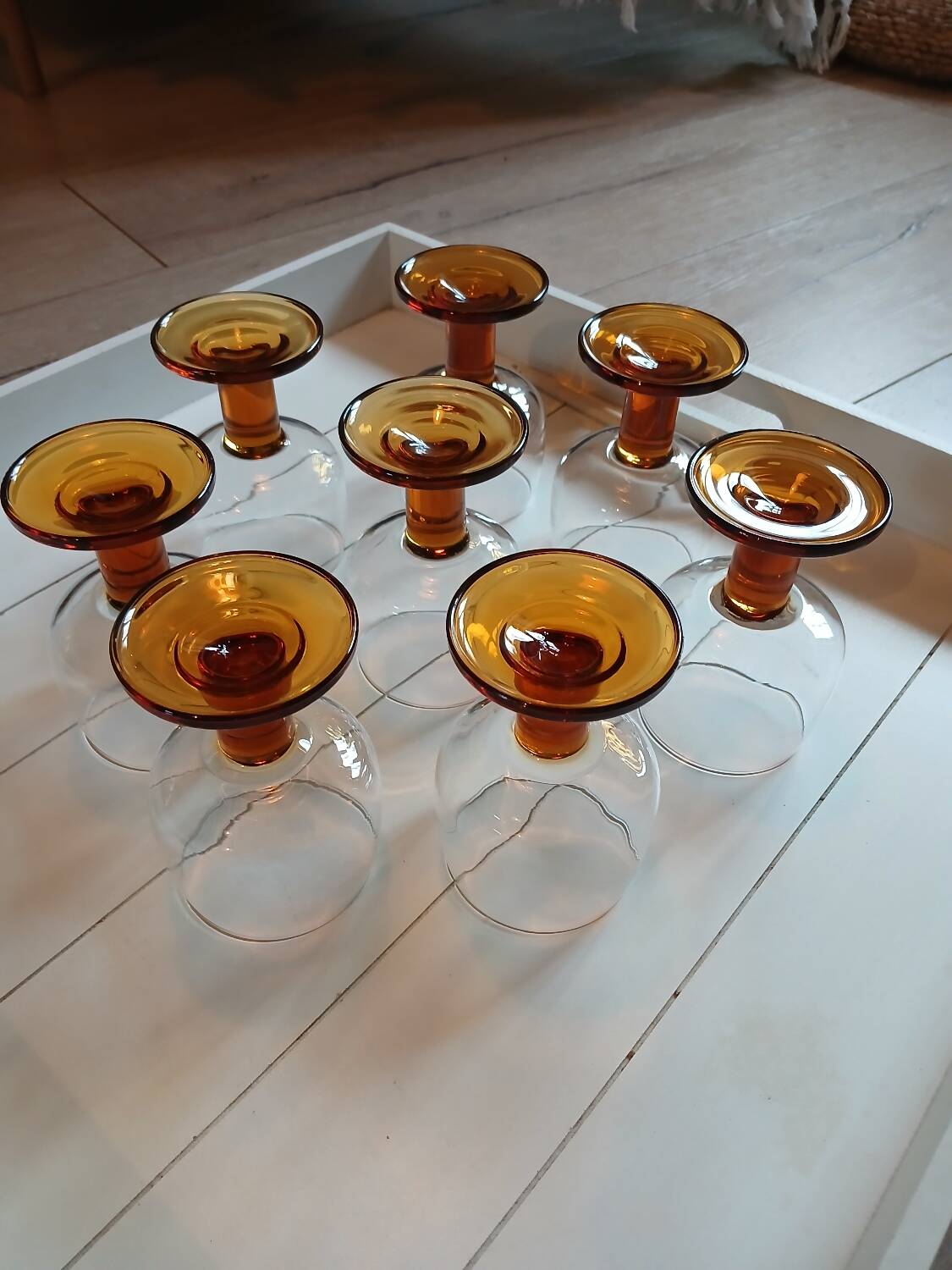 8 vintage wine/water stemmed glasses