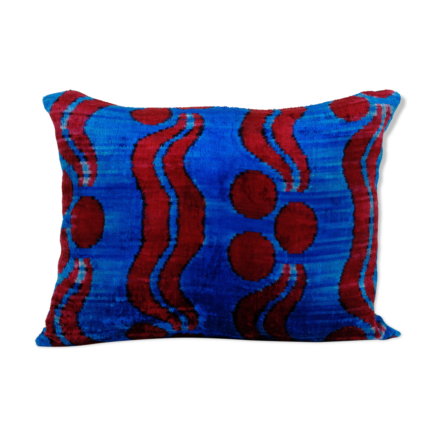 Blue silk ikat velvet pillow