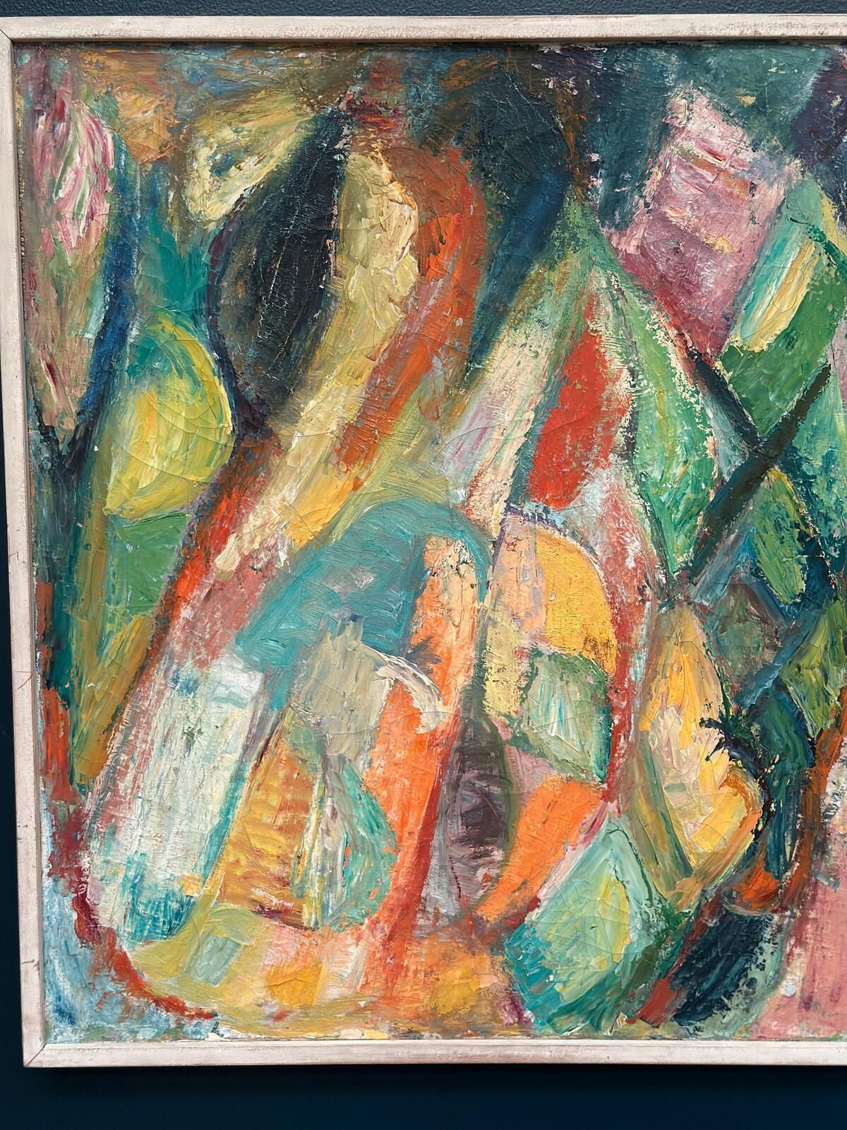 Original Danish Oil on Canvas – “Abstract Composition” – Vintage & Framed