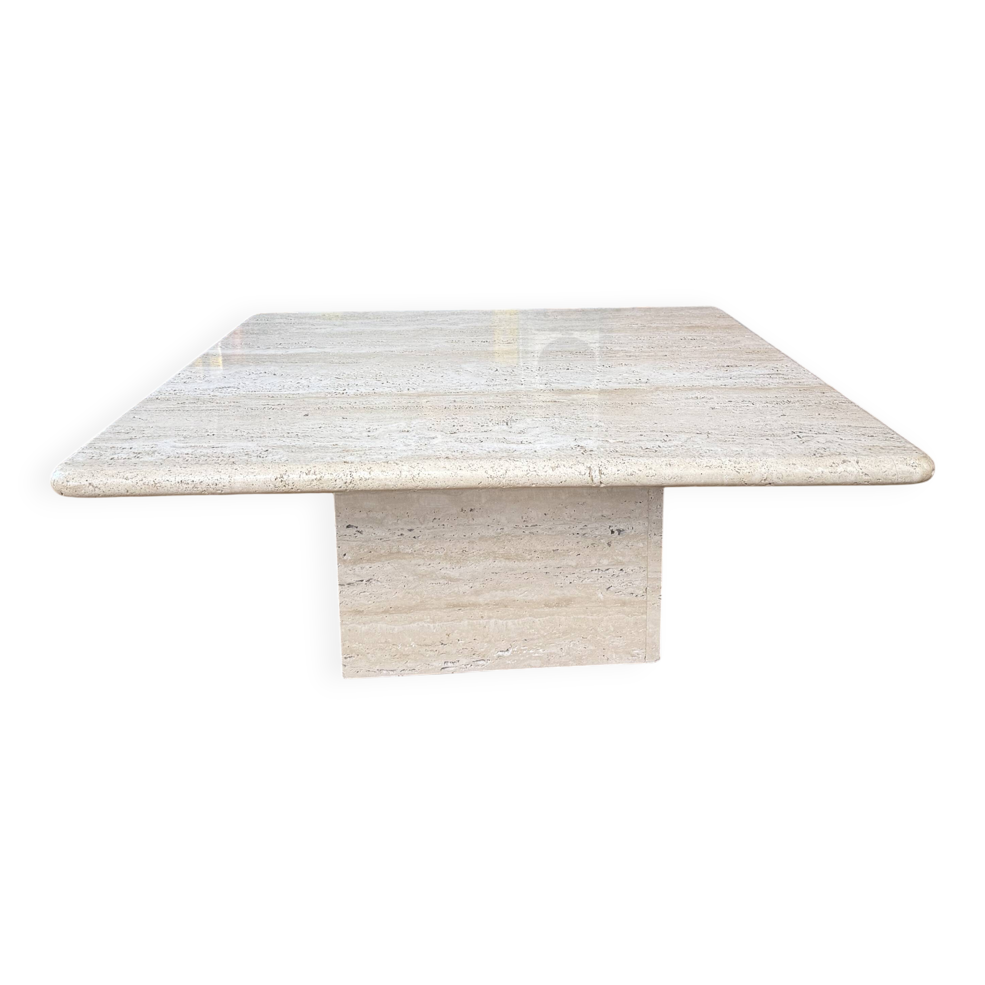 Table basse vintage en travertin – design 70’s