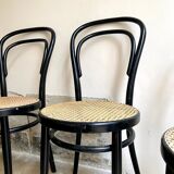 Set of 4 bistro chairs in black arched beech and canning