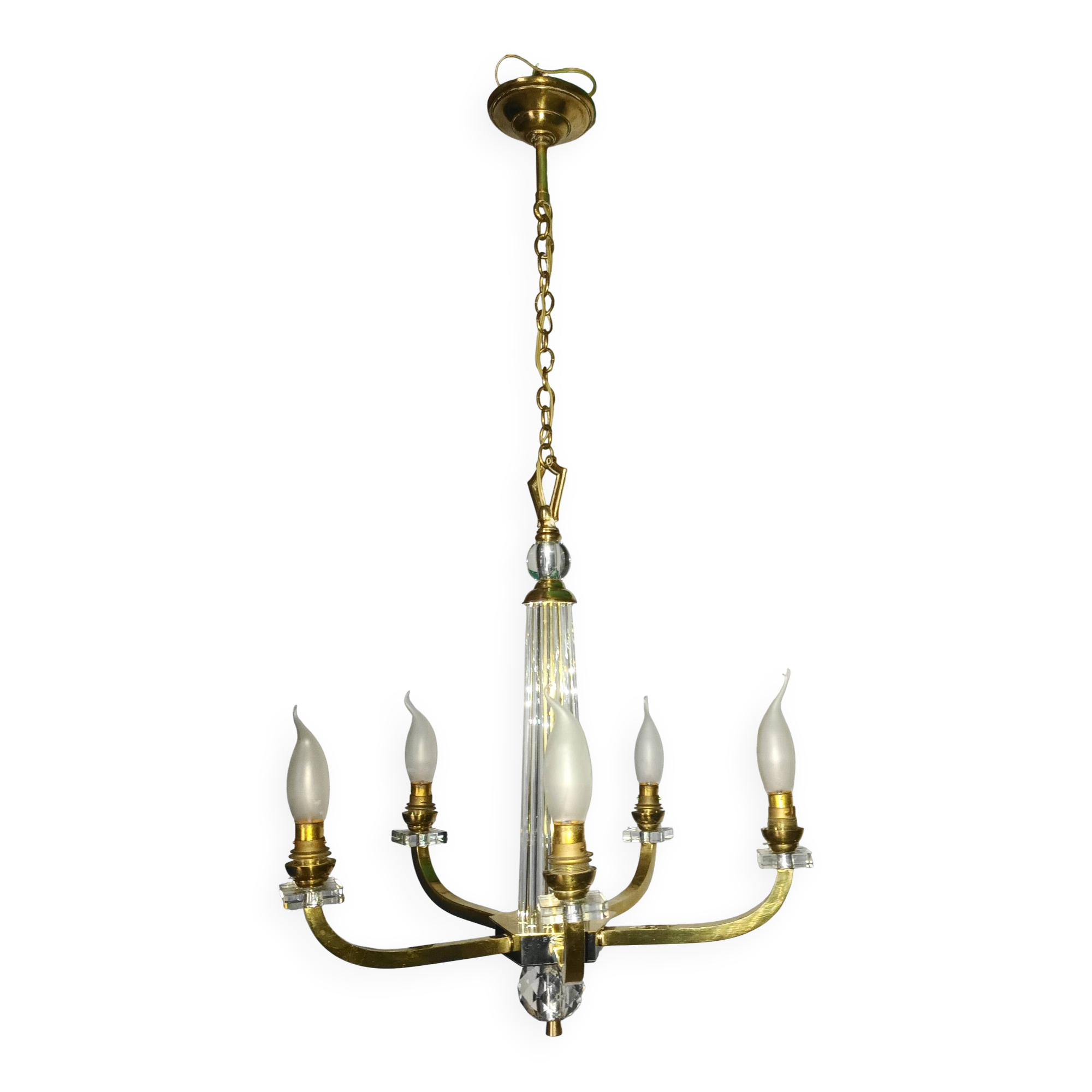 Art Deco chandelier attributed to Jacques Adnet, 1950s/60s.