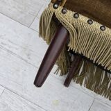 1970s, Danish armchair, green furniture velour, ash wood legs.