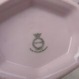 Coffee service, art deco tea, powder pink and silver stamped Czechoslovak porcelain