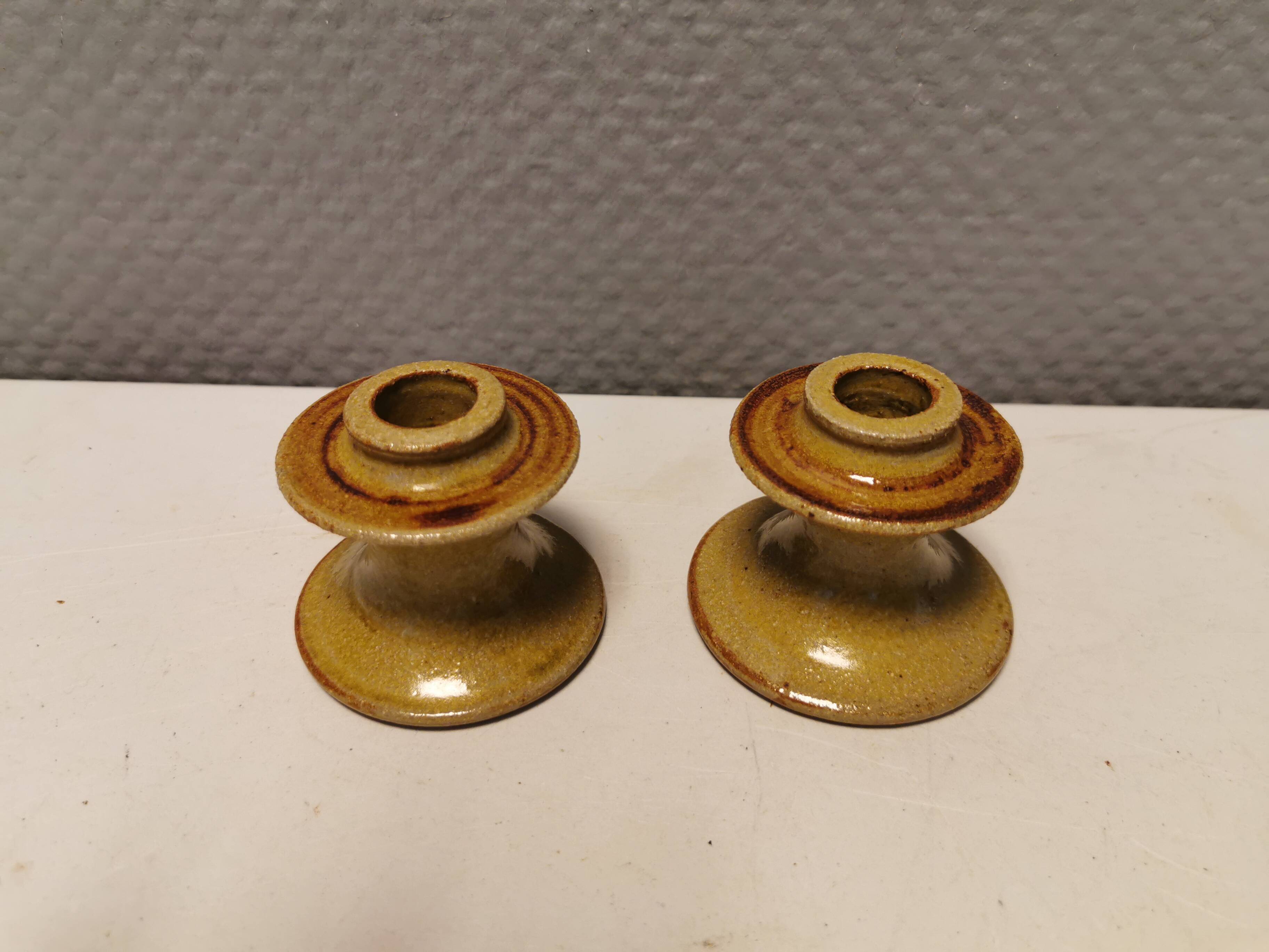 A set of ceramic candlesticks by L.Hjort Denmark 1970s.