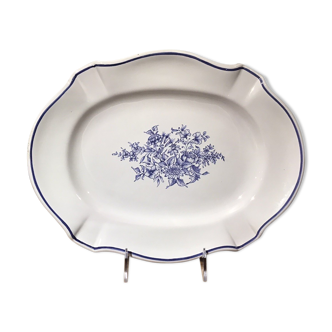 Moustier earthenware dish, white and blue