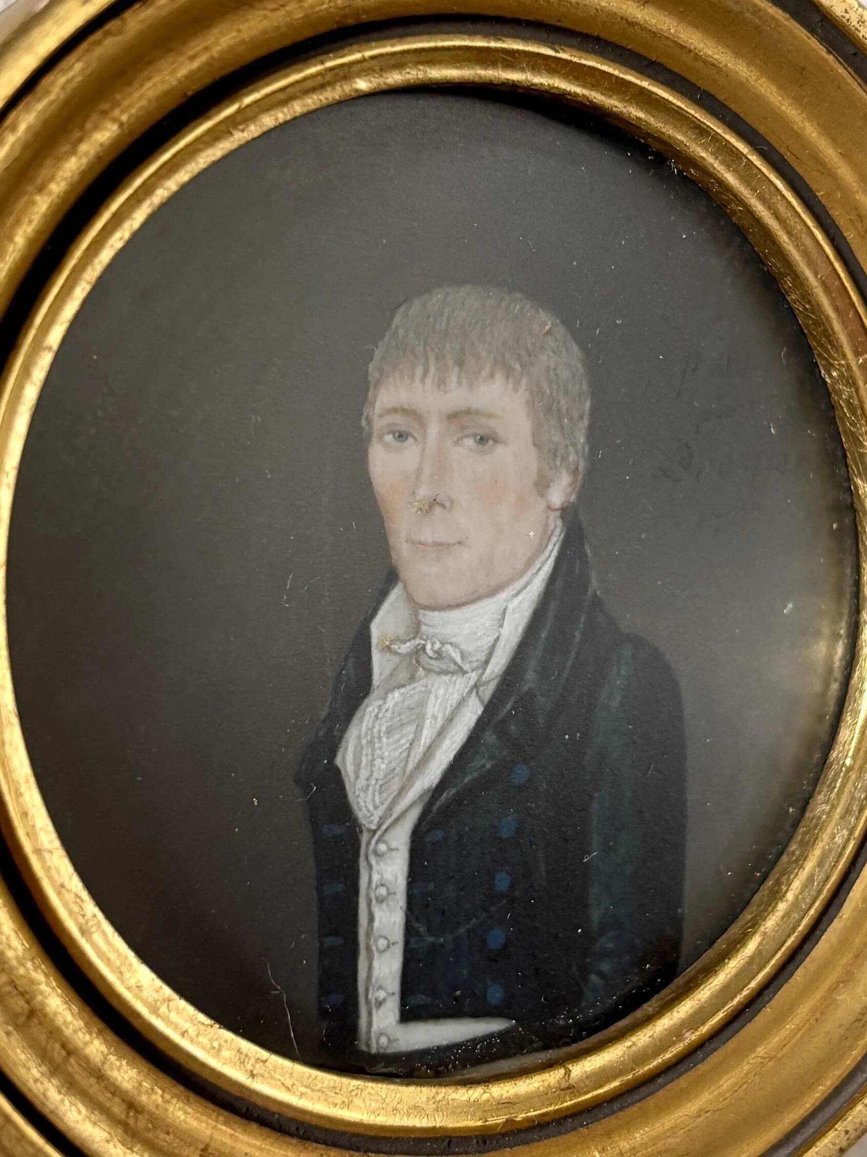 2 portraits, oil painting with gilt wood frames by Prosper, 1807