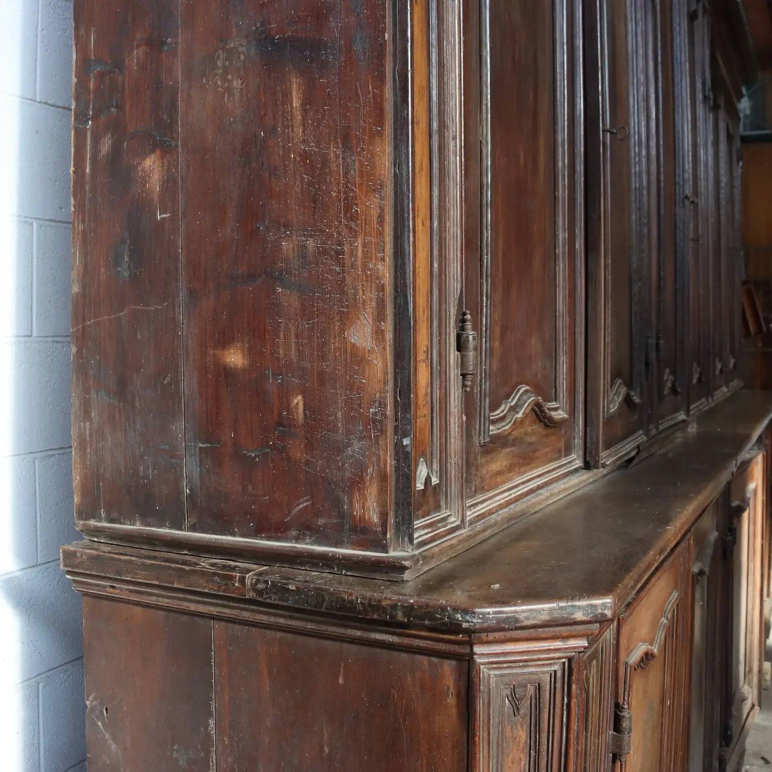 Antique walnut and poplar buffet, Italy 18th century