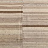 Large Brown Beige Turkish Kilim Rug, 313x374Cm