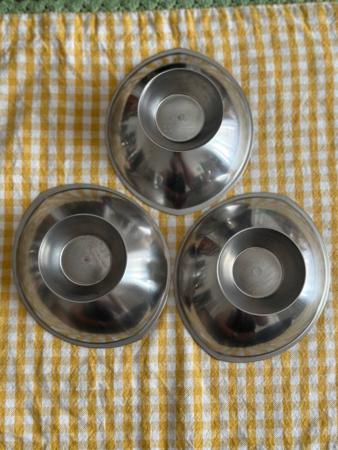3 vintage Guy Degrenne stainless steel ice cream cups