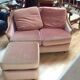 Velvet sofa and its ottoman