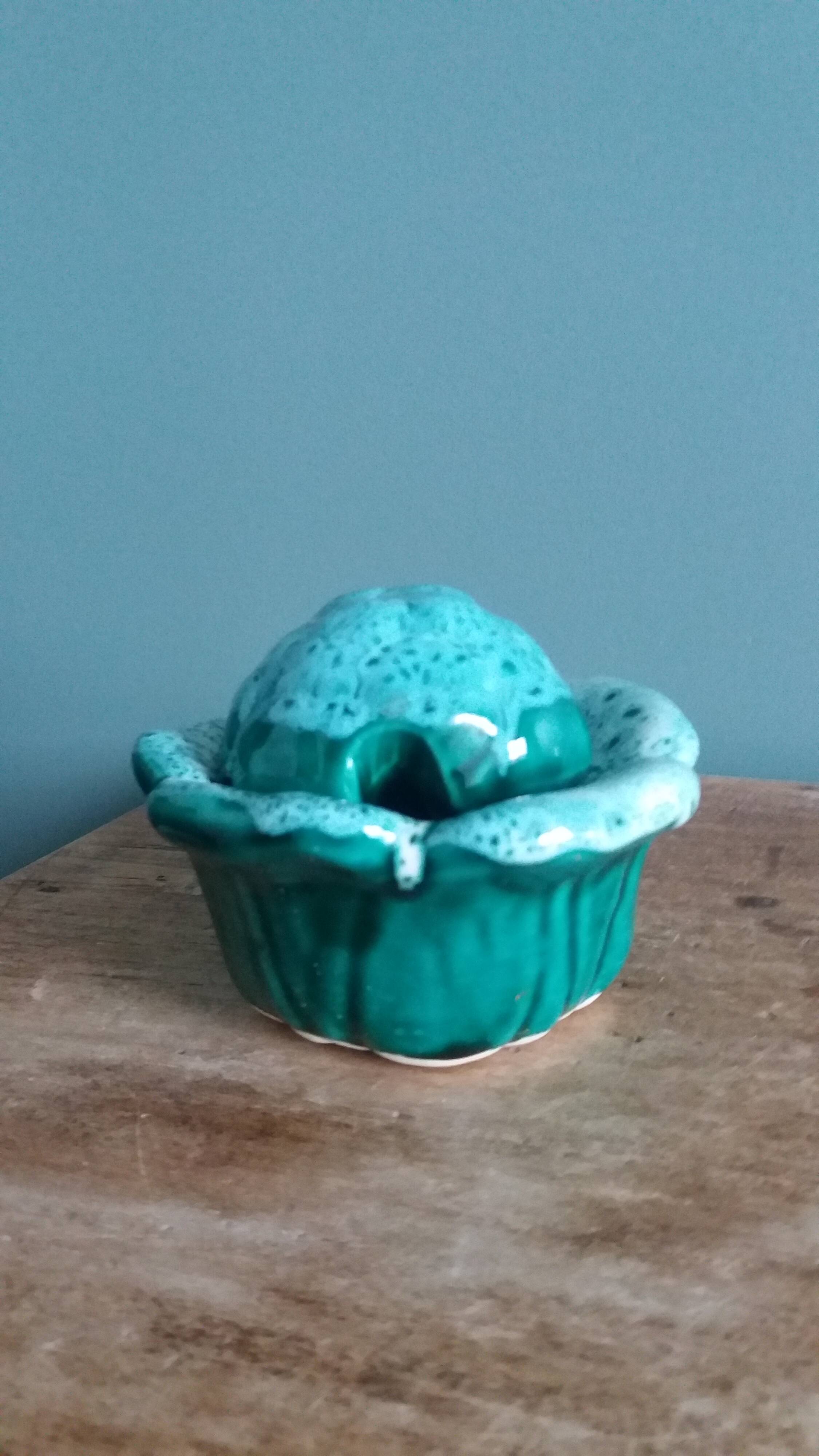 Cabbage mustard pot in slip