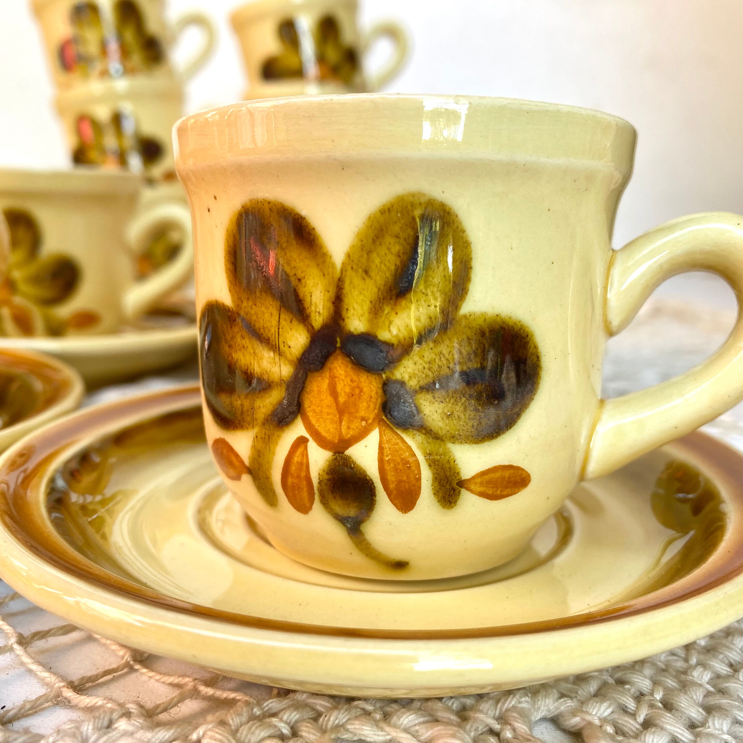 Vintage porcelain cups from Gien "Bamako"