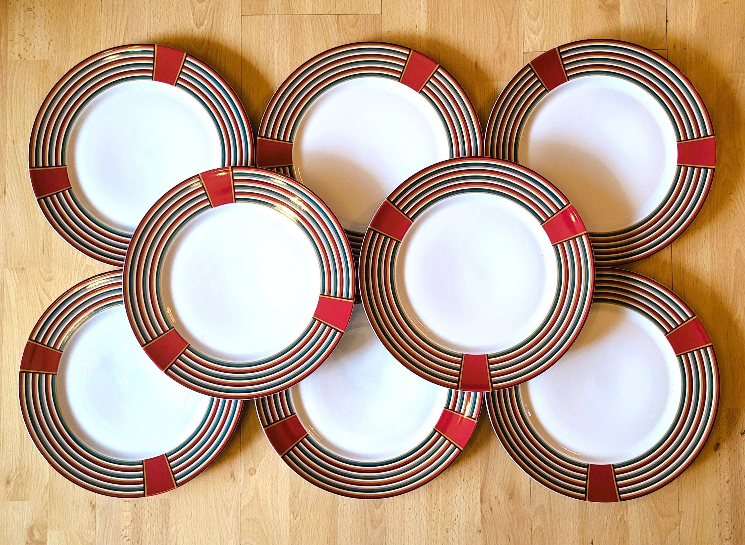 Hermes paris collection attelage porcelaine 8 assiettes plates