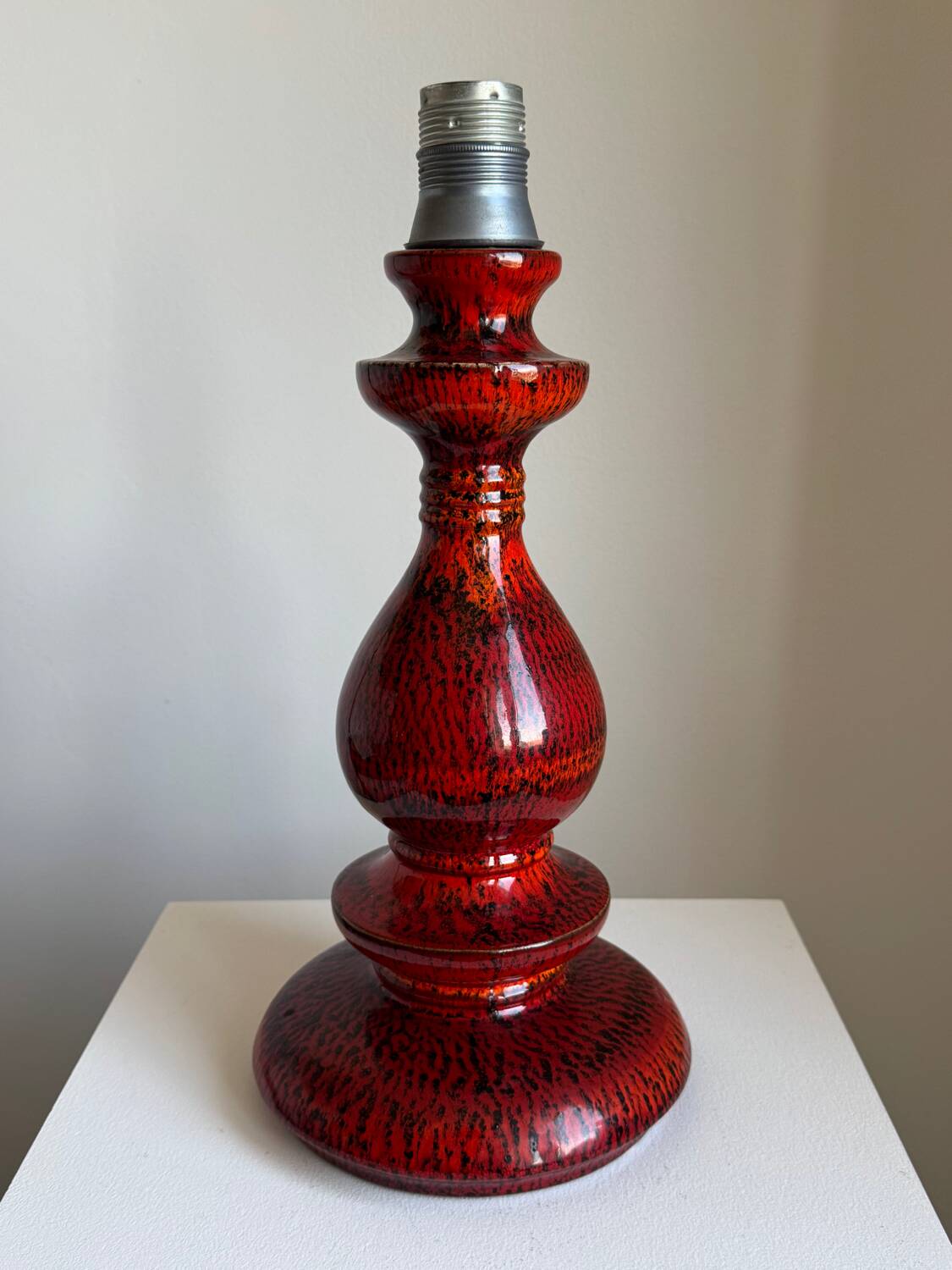 Vintage Modernist Handmade Red Fat Lava Ceramic German Pendant Lamp