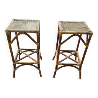 Pair of vintage bamboo bar stools