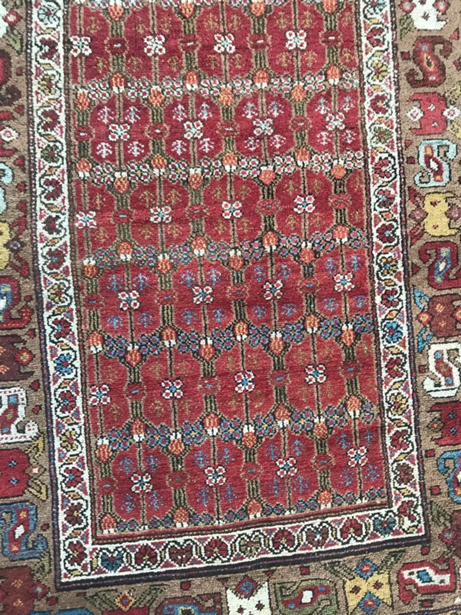 Old persian rug kurdish hallway  120 x 388 cm
