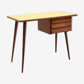 Bureau en bois de cerisier du milieu du siècle avec plateau en formica