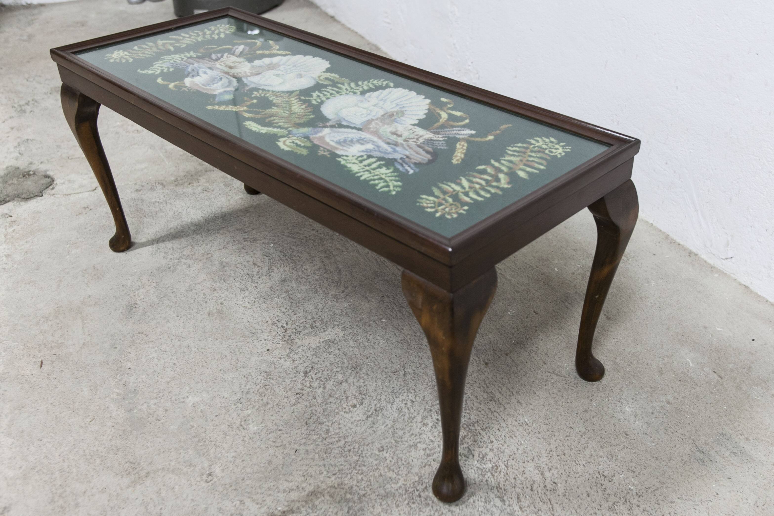 1940 Needlewoman Shop London Coffee Table Embroidery Under Glass