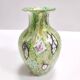 Millefiori Green Murano Glass Vase with Murrines and Gold Leaf, Italy