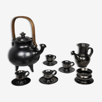 Jean Marais Tea Service, black ceramic 1980