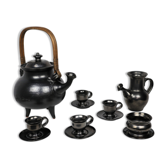 Jean Marais Tea Service, black ceramic 1980