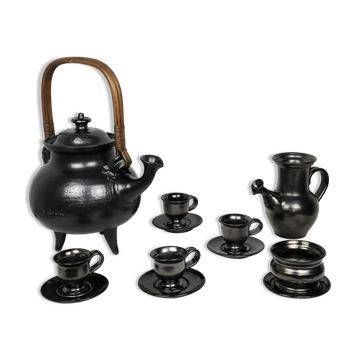 Jean Marais Tea Service, black ceramic 1980