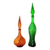 Italian glass bottles Empoli 1970
