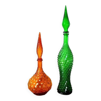 Italian glass bottles Empoli 1970